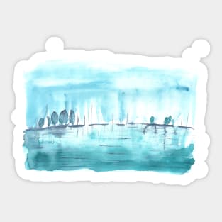 Sailboats on the horizon Sticker